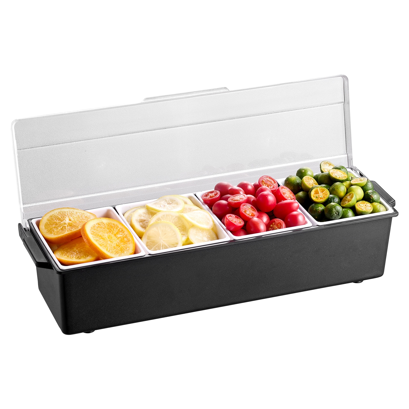 Chilled Condiment Server With Lid 4 Compartment Cold Serving Tray_voghion.com